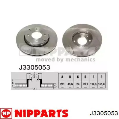 J3305053 Nipparts диск тормозной передний