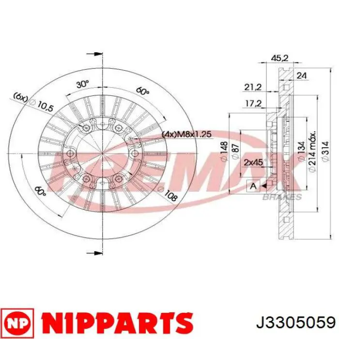 Тормоз дисковый передний Nipparts J3305059 цена, от 30.66 USD