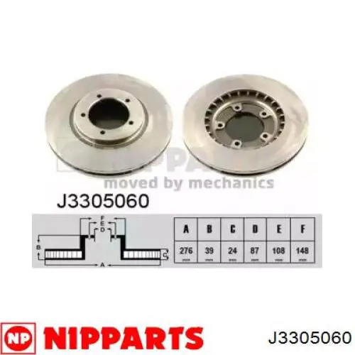 Передние тормозные диски J3305060 Nipparts