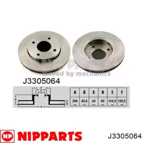 J3305064 Nipparts диск тормозной передний