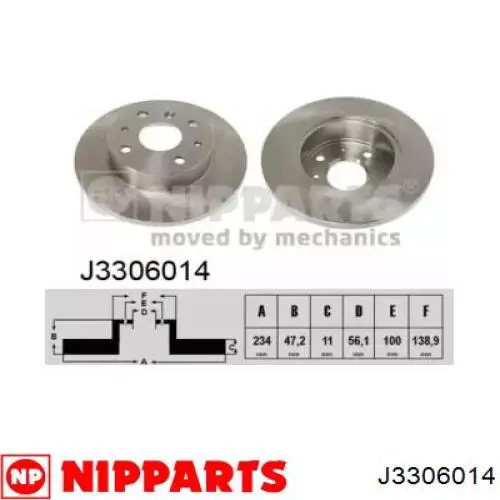 Передние тормозные диски J3306014 Nipparts