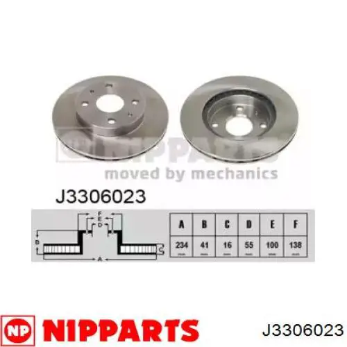 J3306023 Nipparts диск тормозной передний