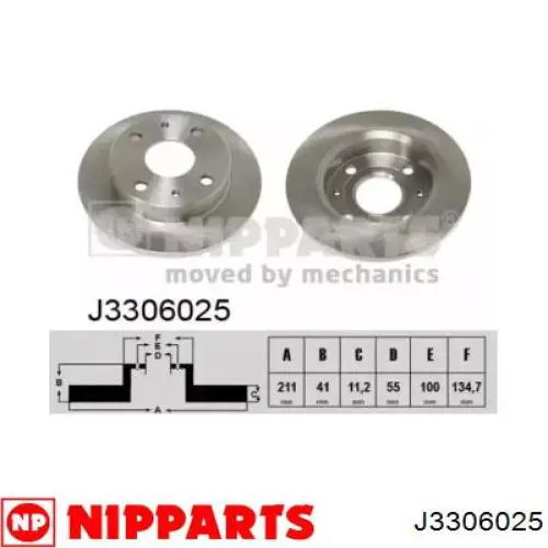 J3306025 Nipparts диск тормозной передний