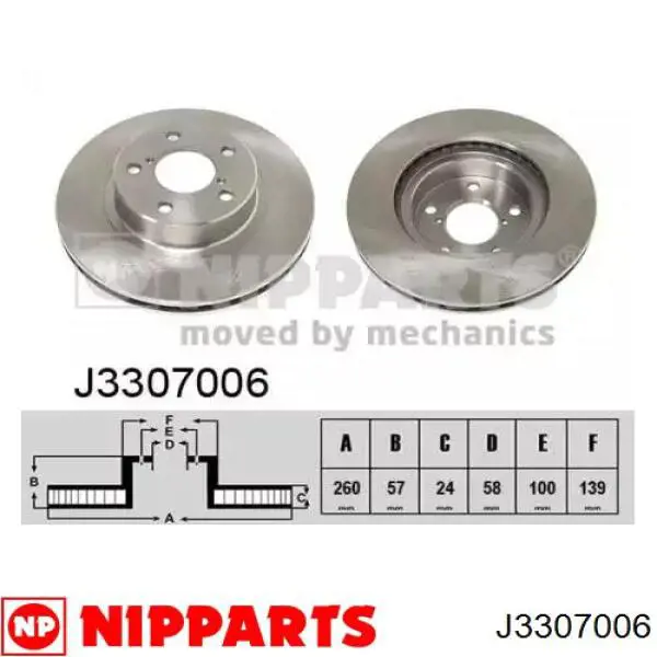 J3307006 Nipparts диск тормозной передний