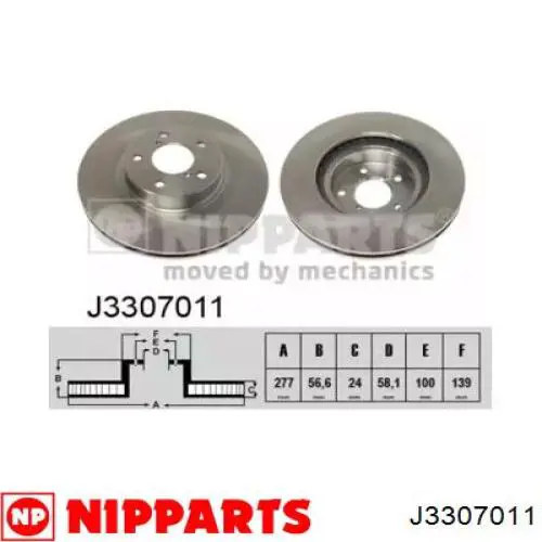 Передний тормозной диск Nipparts J3307011