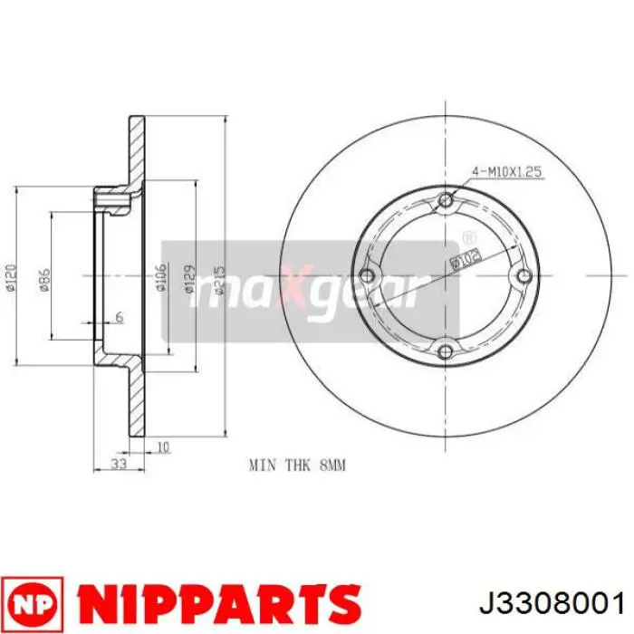 Передние тормозные диски J3308001 Nipparts