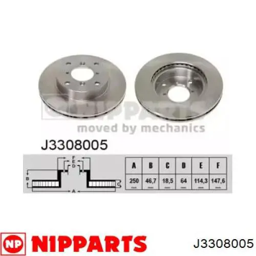 J3308005 Nipparts диск тормозной передний