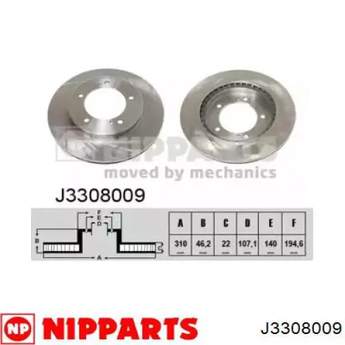 Передние тормозные диски J3308009 Nipparts