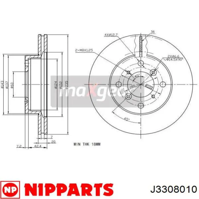 Передние тормозные диски J3308010 Nipparts