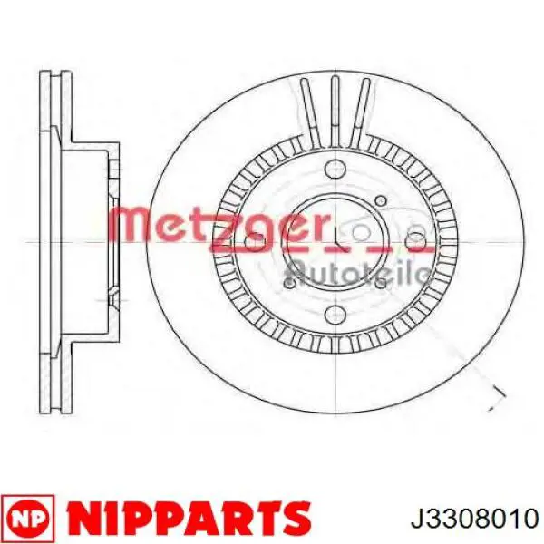 Freno de disco delantero J3308010 Nipparts