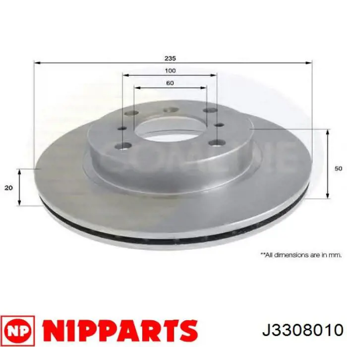 Купить J3308010 Nipparts Ротор тормозной
