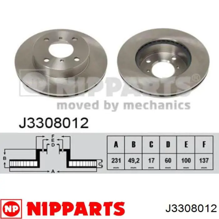 Передние тормозные диски J3308012 Nipparts