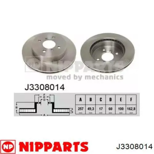 J3308014 Nipparts диск тормозной передний