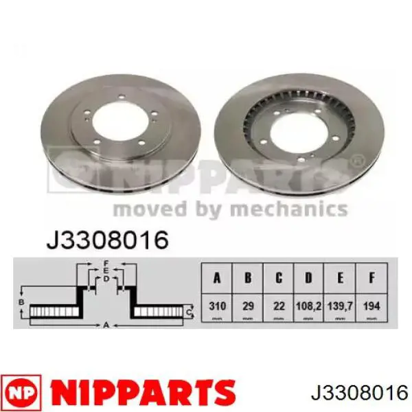 J3308016 Nipparts Диск тормозной передний