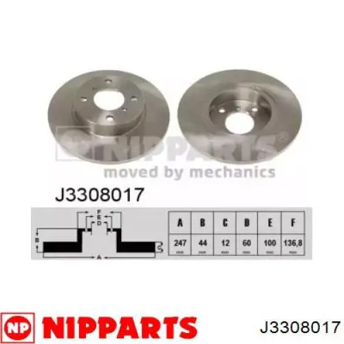 J3308017 Nipparts диск тормозной передний