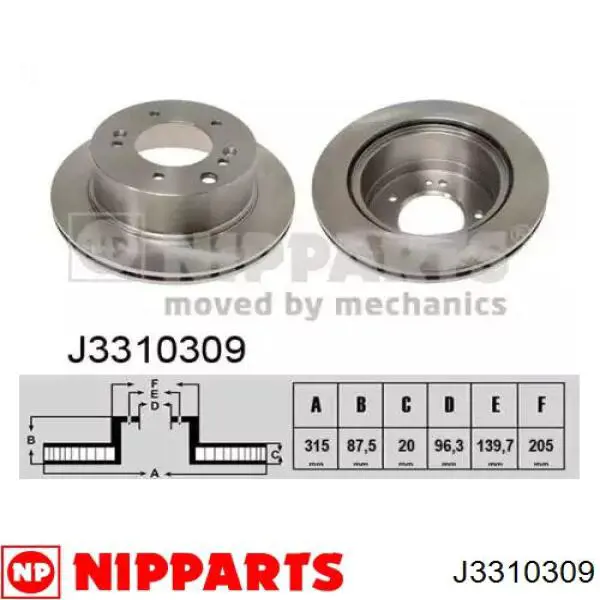 J3310309 Nipparts диск тормозной задний