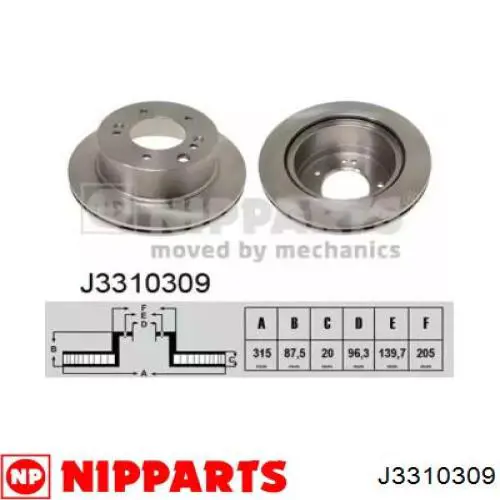 Купить J3310309 Nipparts Диск тормозной задний