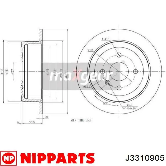 Задний тормозной диск Nipparts J3310905 цена, от 42.33 USD