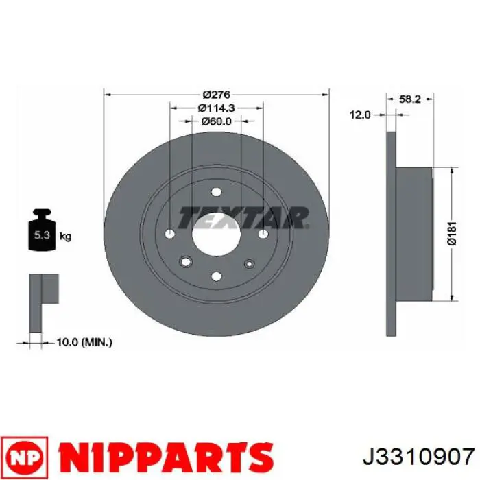 Купить J3310907 Nipparts Диск тормозной задний