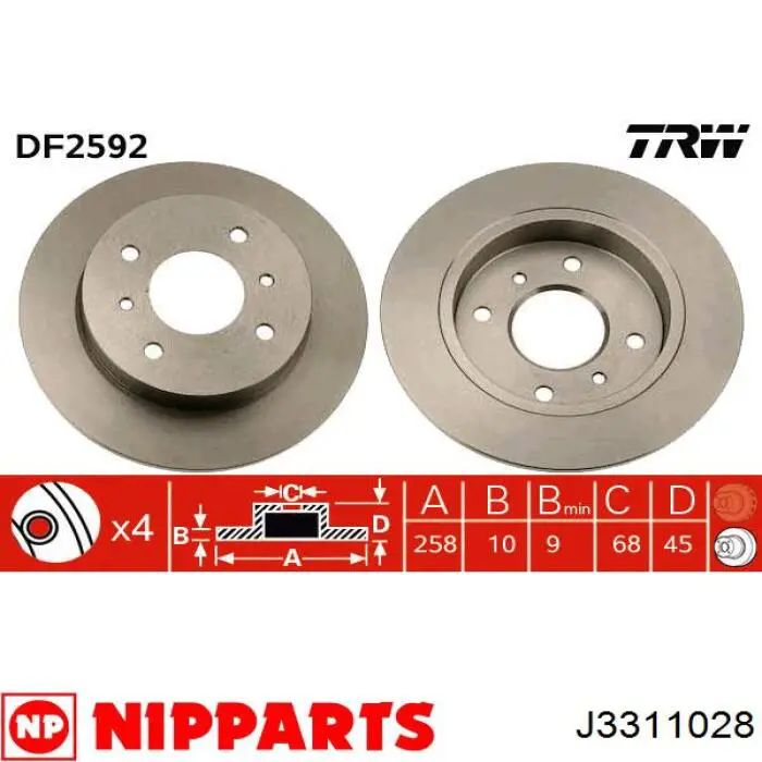 Задний тормозной диск Nipparts J3311028 цена, от 20.22 USD