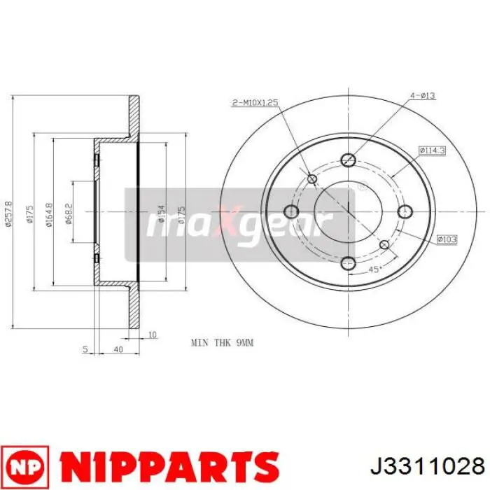 Купить J3311028 Nipparts Диск тормозной задний