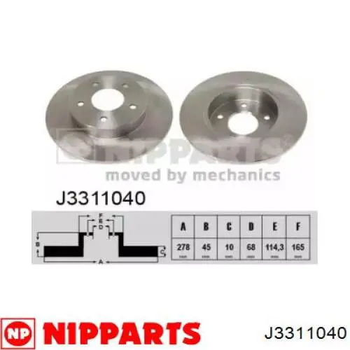 J3311040 Nipparts тормозные диски