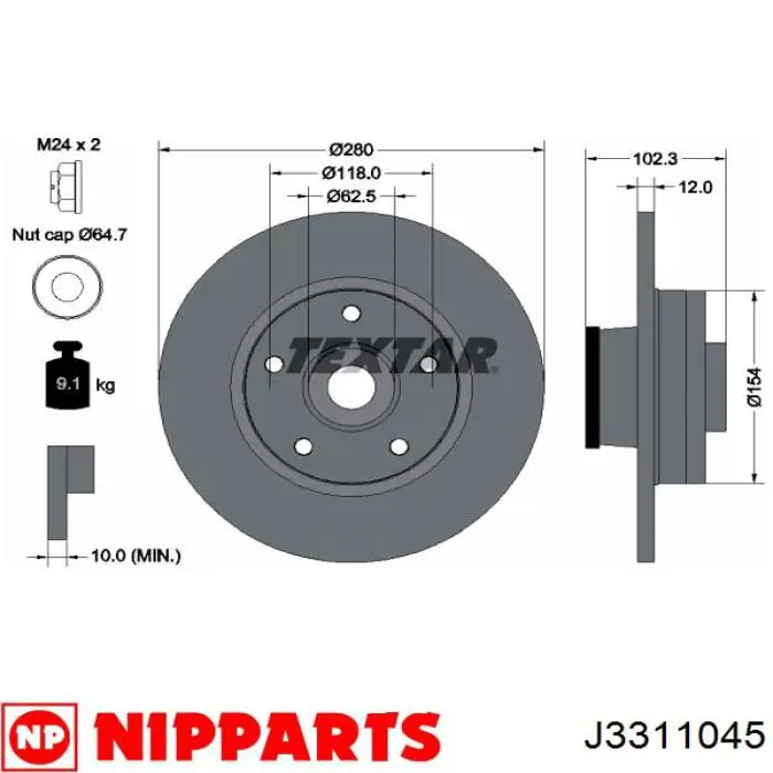 Купить J3311045 Nipparts Диск тормозной задний