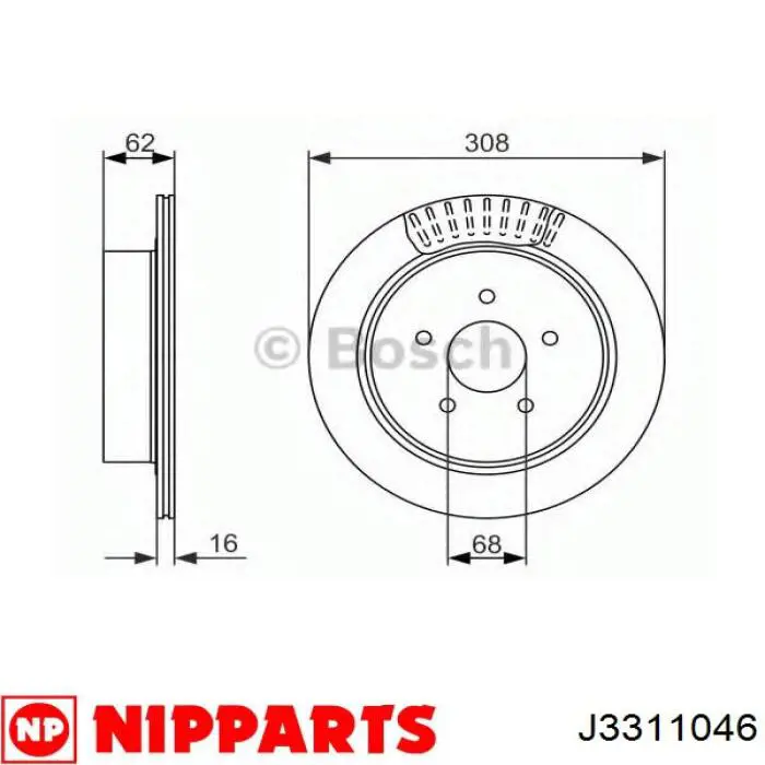 Купить J3311046 Nipparts Диск тормозной задний