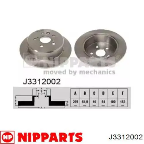 J3312002 Nipparts диск тормозной задний