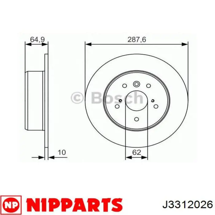 Диск тормозной задний NIPPARTS J3312026