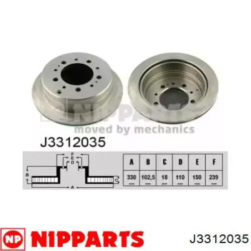 Задний тормозной диск Nipparts J3312035 цена, от 55.61 USD