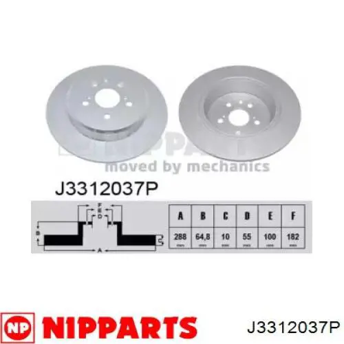 J3312037P Nipparts диск тормозной задний