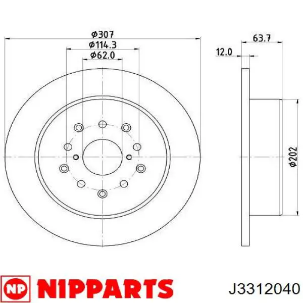 Тормозные диски J3312040 Nipparts