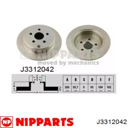 J3312042 Nipparts диск тормозной задний