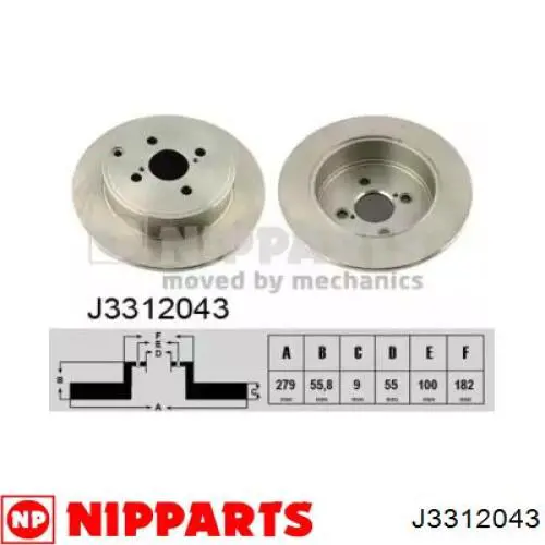 J3312043 Nipparts диск тормозной задний