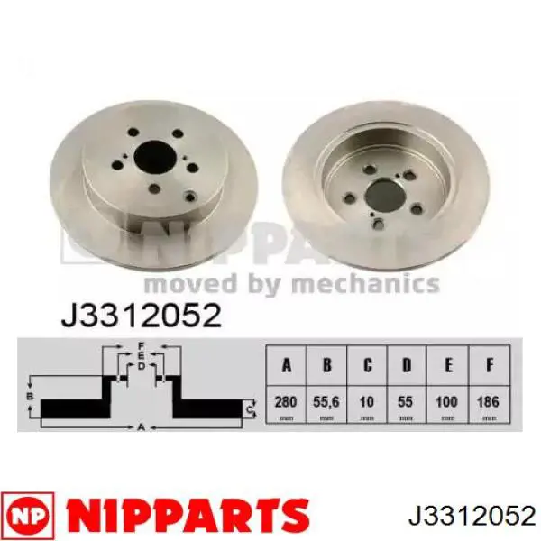 J3312052 Nipparts диск тормозной задний