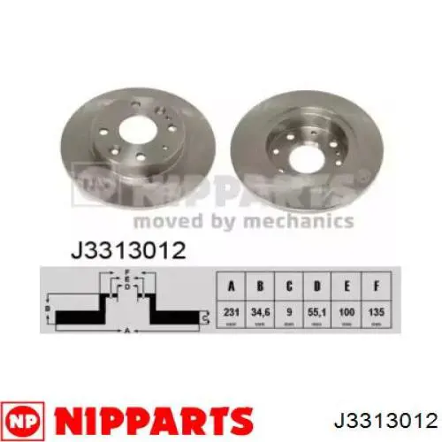 Тормозные диски J3313012 Nipparts