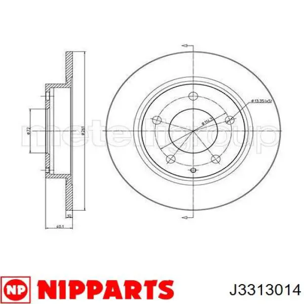 Задний дисковый тормоз Nipparts J3313014