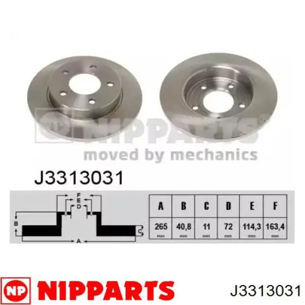 J3313031 Nipparts диск тормозной задний