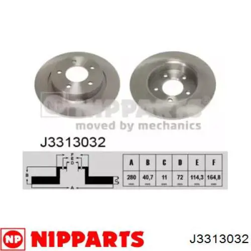 J3313032 Nipparts диск тормозной задний