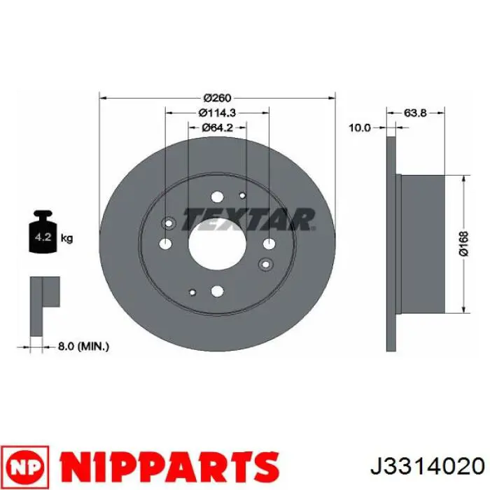 Задний тормозной диск Nipparts J3314020 цена, от 27.82 USD
