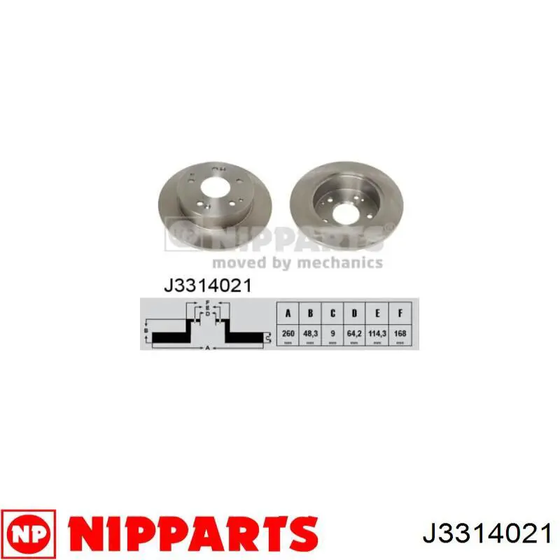 Disco de freno trasero J3314021 Nipparts
