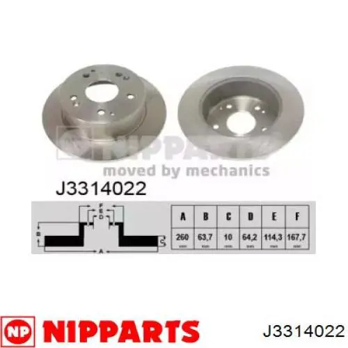J3314022 Nipparts Дисковый тормоз
