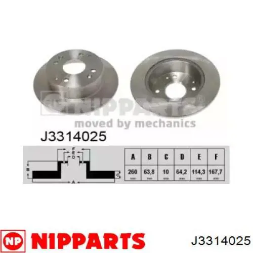 J3314025 Nipparts тормозные диски