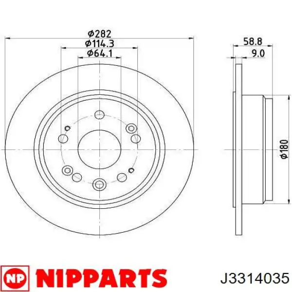 Купить J3314035 Nipparts Диск тормозной задний
