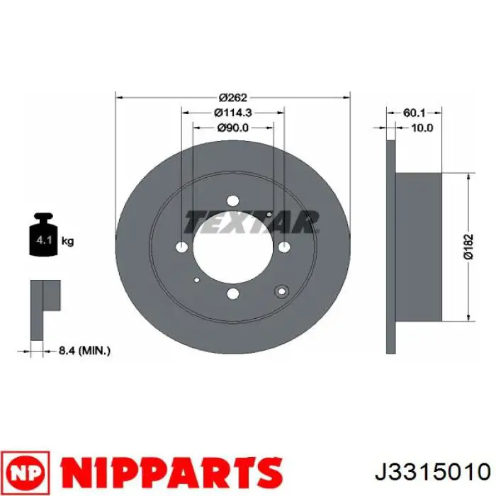 Задний тормозной диск Nipparts J3315010 цена, от 29.03 USD