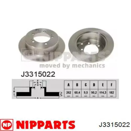 J3315022 Nipparts диск тормозной задний