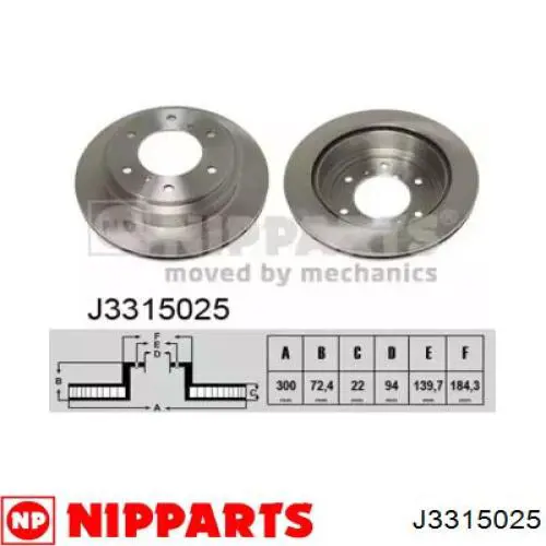 J3315025 Nipparts тормозные диски