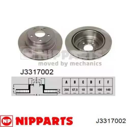 J3317002 Nipparts диск тормозной задний
