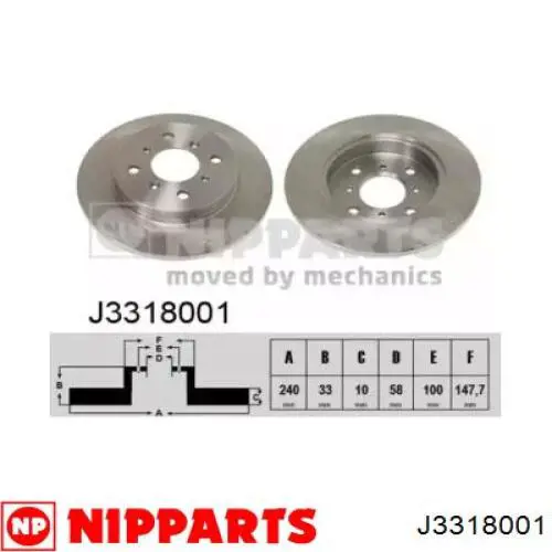 Тормозные диски J3318001 Nipparts